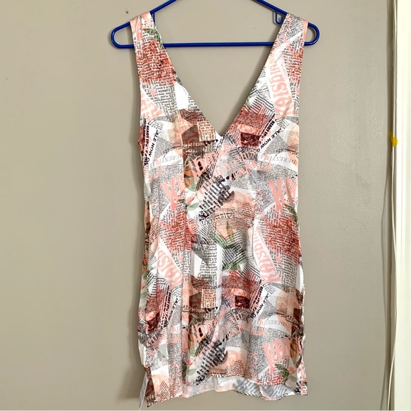 3/29$ 🎊  ASOS DESIGN button front satin mini dress in newspaper print - Picture 5 of 6